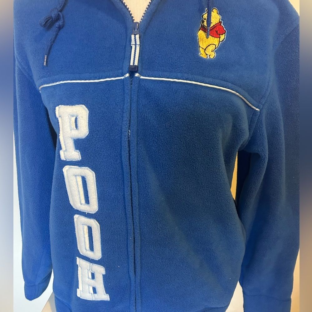 Disney Winnie The Pooh Women’s Hoodie Full Zip Jacket Fleece Spellout Blue Small - Picture 2 of 5